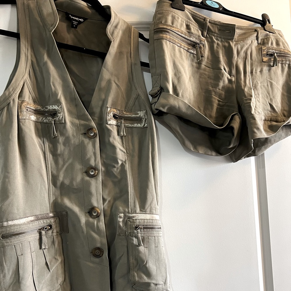 Bebe 100% silk hunter outfit